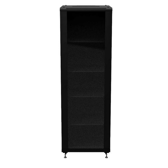 NavePoint 37U Network Cabinet - 19" AV Cabinet for Home, Studio, or Office IT Equipment Rack Enclosure, 28" Deep with Casters, Cooling Vents, Lockable Door & (4) 450mm Shelves - Assembled, Black