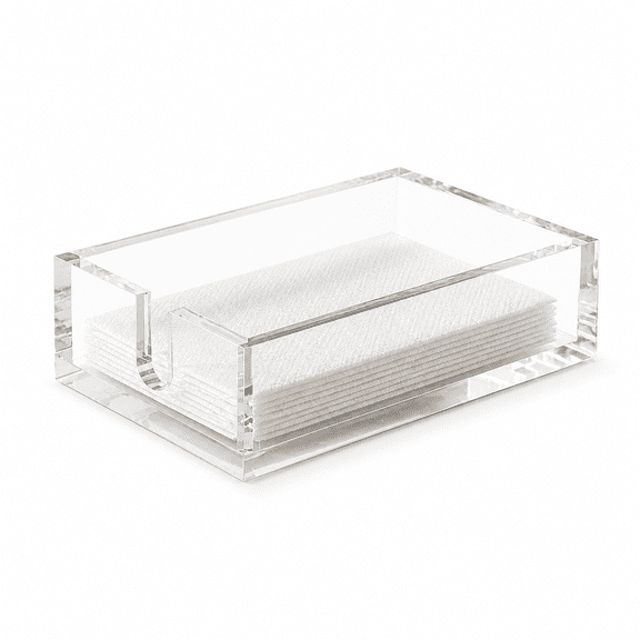 Clear Acrylic Napkin Holder, Guest Towel Storage Tray for Kitchen, Bathroom, Parties and Events, 8.66‑x‑5.11‑x‑2.36‑inches