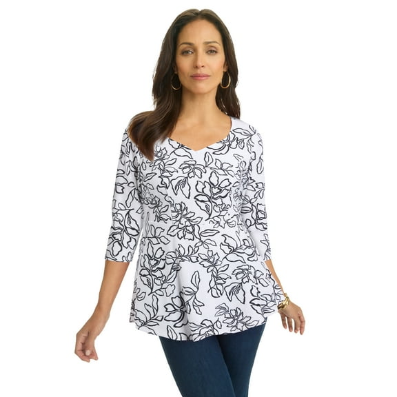 Jessica London Women's Plus Size Knit Crepe Sweetheart Neck Top