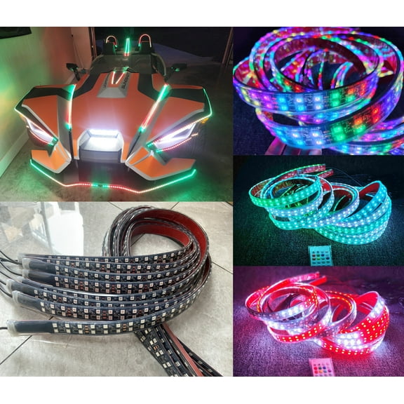 Tzvmny Lighting Factory - Double Row 10PCS 3FT 36" Dream Color LED For Slingshot Car Underglow Light Strips Bluetooth   Remote Waterproof
