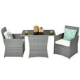 thumbnail image 4 of Patiojoy 3-Piece Wicker Outdoor Patio Dining Set with Cushions, White, 4 of 6