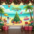 thumbnail image 3 of Tropical Christmas Banner Beach Theme July Display Colorful Decorations Christmas Tree Design Holiday Backdrop for Summer Party July Celebration Beach Event, 3 of 9
