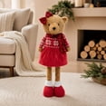 thumbnail image 5 of ZORVINEX Retractable Leg Christmas Bear Decor Stretchable Standing Bear Stuffed Figurine Holiday Plush Ornament For Fireplace Shelf Tabletop Home Party Decoration,Multicolor A, 5 of 7