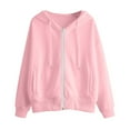 thumbnail image 3 of Fgnfyis Womens Zip Up Hoodie Fashion Solid Loose Long Sleeve Jacket for Casual Streetwear Fall Hoodie Pink XL, 3 of 3