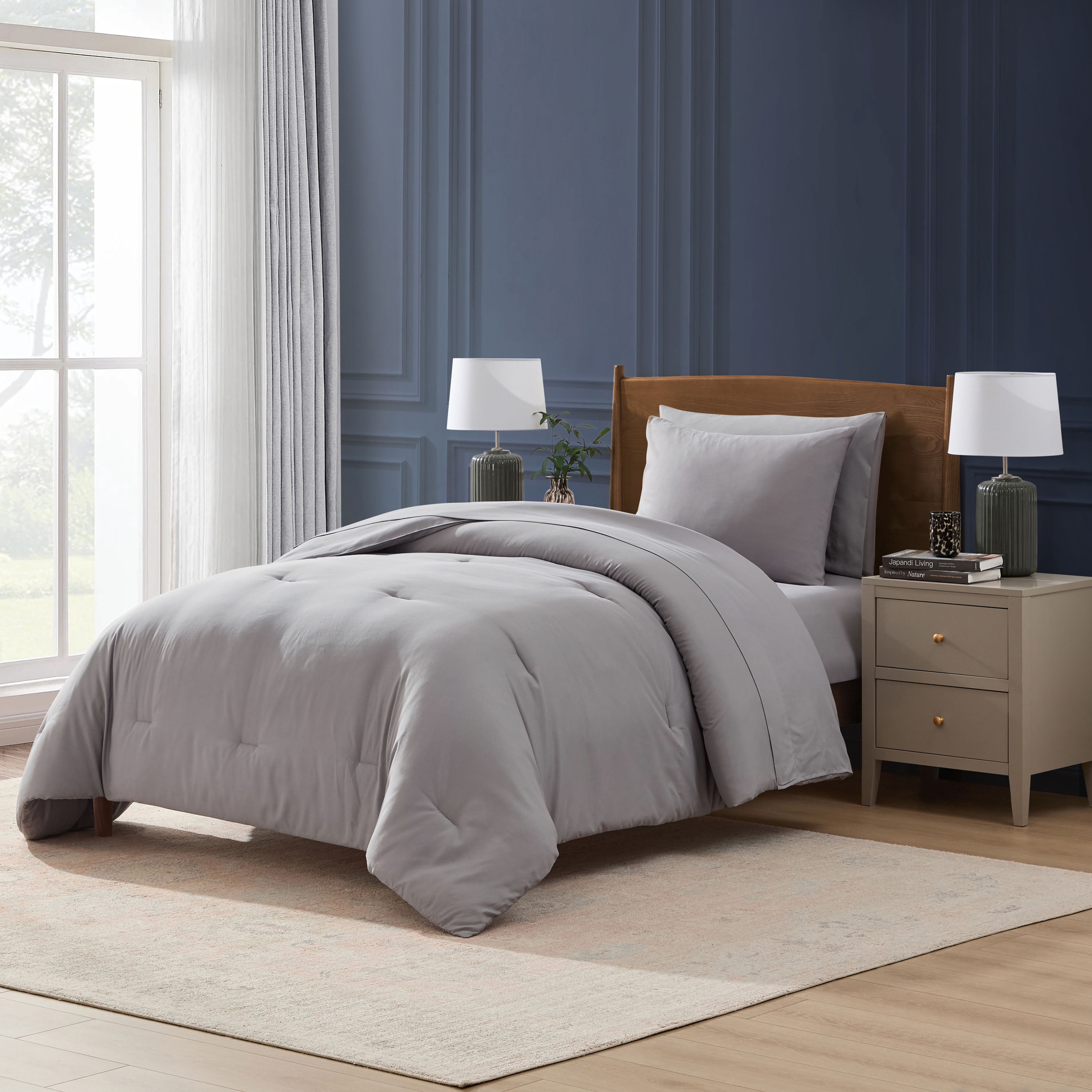 LammaLoe Twin XL Comforter Sets, 5 Piece Bed in a Bag, Ultra Soft Dorm Bedding Comforter Set with Sheets, All Season Bed Set, Gray