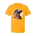 thumbnail image 2 of Wild Bobby, Trippy Galactic T-Rex on Taco, Pop Culture, Men Graphic Tees, Gold, Medium, 2 of 3
