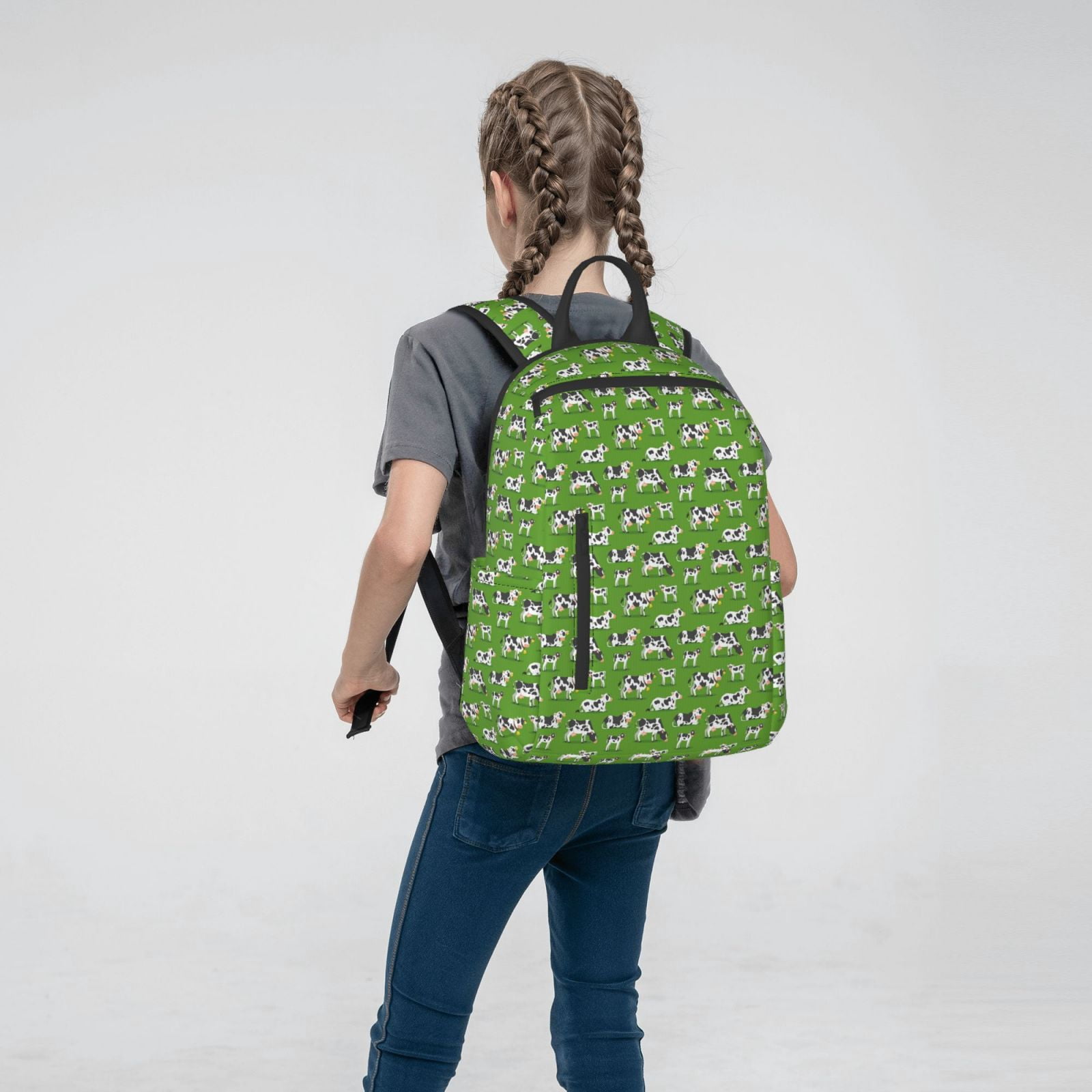 Xecao Cows With Calfs Green print Backpack For women men Aesthetic Lightweight Travel Daypack Simple Cute Backpack For Bookbag