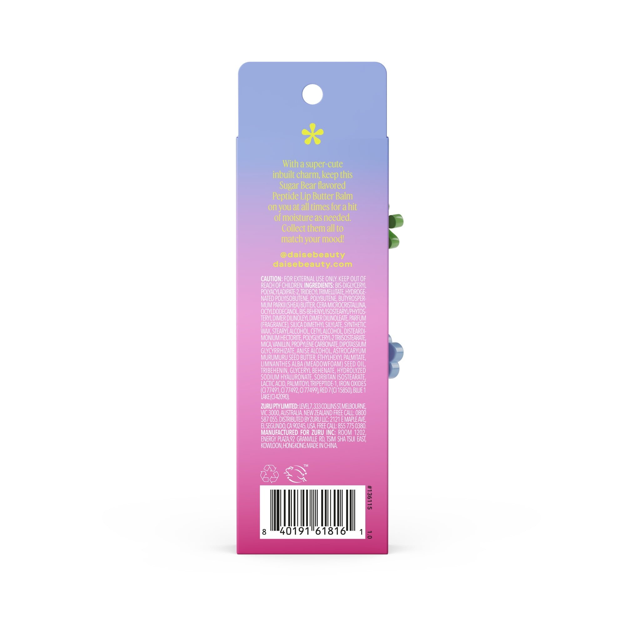 DAISE Peptide Lip Butter Balm in Sugar Bear, Lightly Tinted, 15 ml