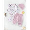 thumbnail image 4 of WIBACKER 100% Cotton 4-Piece Newborn Girls Butterfly Outfits Infant Bodysuit Tops, Hat, Socks and Pants Baby Layette Gift Set, 4 of 10