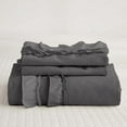 thumbnail image 3 of DNG Creations 1 Piece Double Ruffle Duvet Cover With Zipper Closure ( Solid Dark Grey ) All-Season 100% Egyptian Cotton, 800 Thread Count ( Oversized Queen - Size ), 3 of 6