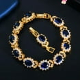 thumbnail image 2 of Luxury Gold Royal Blue Cubic Zirconia Stone Oval Leaf Bracelet Bangles for Women, 2 of 9