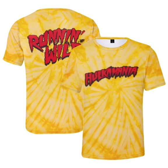 Hulkamania Tie Dye T-shirt Crewneck Short Sleeve Sport Gym Tee Women Men Streetwear Tops