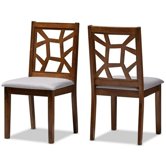 Bowery Hill Dining Side Chair in Walnut and Grey (Set of 2)
