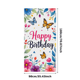 thumbnail image 7 of Floral Themed Happy Birthday Banner with Butterflies Background Party Supplies Birthday Decoration Photography Props Backdrop Decorations, 7 of 7