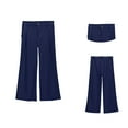 thumbnail image 3 of Kids School Uniform For Girls Skinny Fit Kids Dress Pants With Pockets Flare Leg Pants Blue School Pants For Girls Back To School Clothes For Teen Girls Kids Girls Clothes Size 9-10 Years, 3 of 5