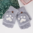 thumbnail image 2 of HJYCHN Winter Gloves Kids Boys Girls Convertible Flip Design Cat Cartoon Button Closure Cold Weather Gloves Grey 7-18 Years, 2 of 4