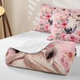 thumbnail image 4 of Homewish Cartoon Horse Twin Quilt Set for Girls, Chic Pink Flower Floral Twin Coverlet Set, 2-Piece, 1 Comforter and 1 Pillowcase, 4 of 7