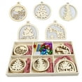 thumbnail image 3 of EASTIN Wooden Christmas Ornaments,33 Pcs Christmas Crafts for Kids,5 Styles DIY Christmas Ornaments Kit with 33 Strings and 30 Bells,Unfinished Wood Slice for Hanging Holiday Decoration, 3 of 10