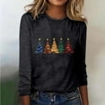 thumbnail image 4 of Qulqfy Christmas Shirts for Women Xmas Black Crew Neck Christmas Tree Long Sleeve Joyful Plus Size Shirts Funny Christmas Shirts for Women, 4 of 6