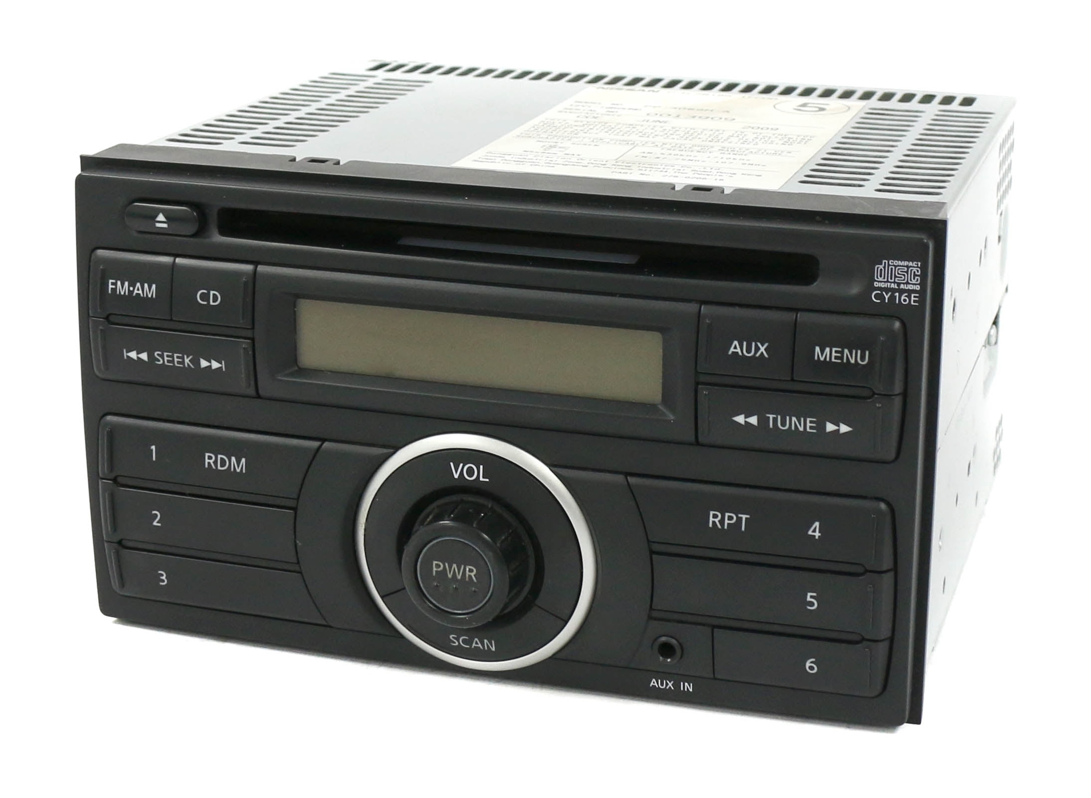 Restored 2009-14 Nissan Cube Receiver AM FM CD Aux 281851FC0B Face Code CY16E (Refurbished)