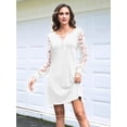 thumbnail image 4 of Fall Dresses for Women Lace Long Sleeve Elegant Slim Formal Party Dress White S, 4 of 8