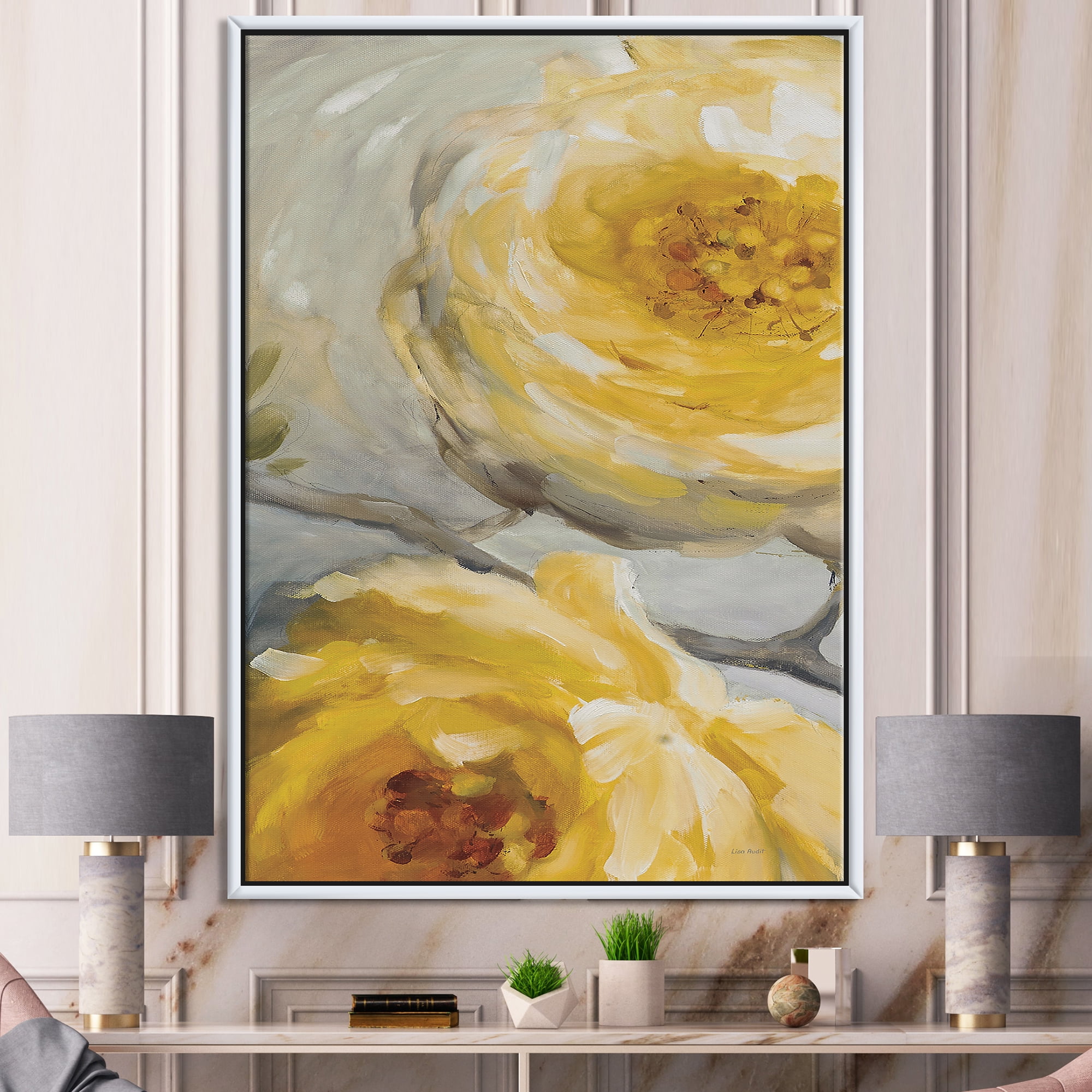 Designart ' Sunshine Yellow Flower III ' Floral Framed Canvas