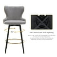 thumbnail image 5 of 29 Inch Counter Height Bar Stools Set of 2,180°Self-Righting Modern Swivel Bar Chairs Set of 2,With Golden Nailhead Trim And Metal Base,for Kitchen Island Restaurant Pub(Light Grey,29 inch，2PCS), 5 of 11