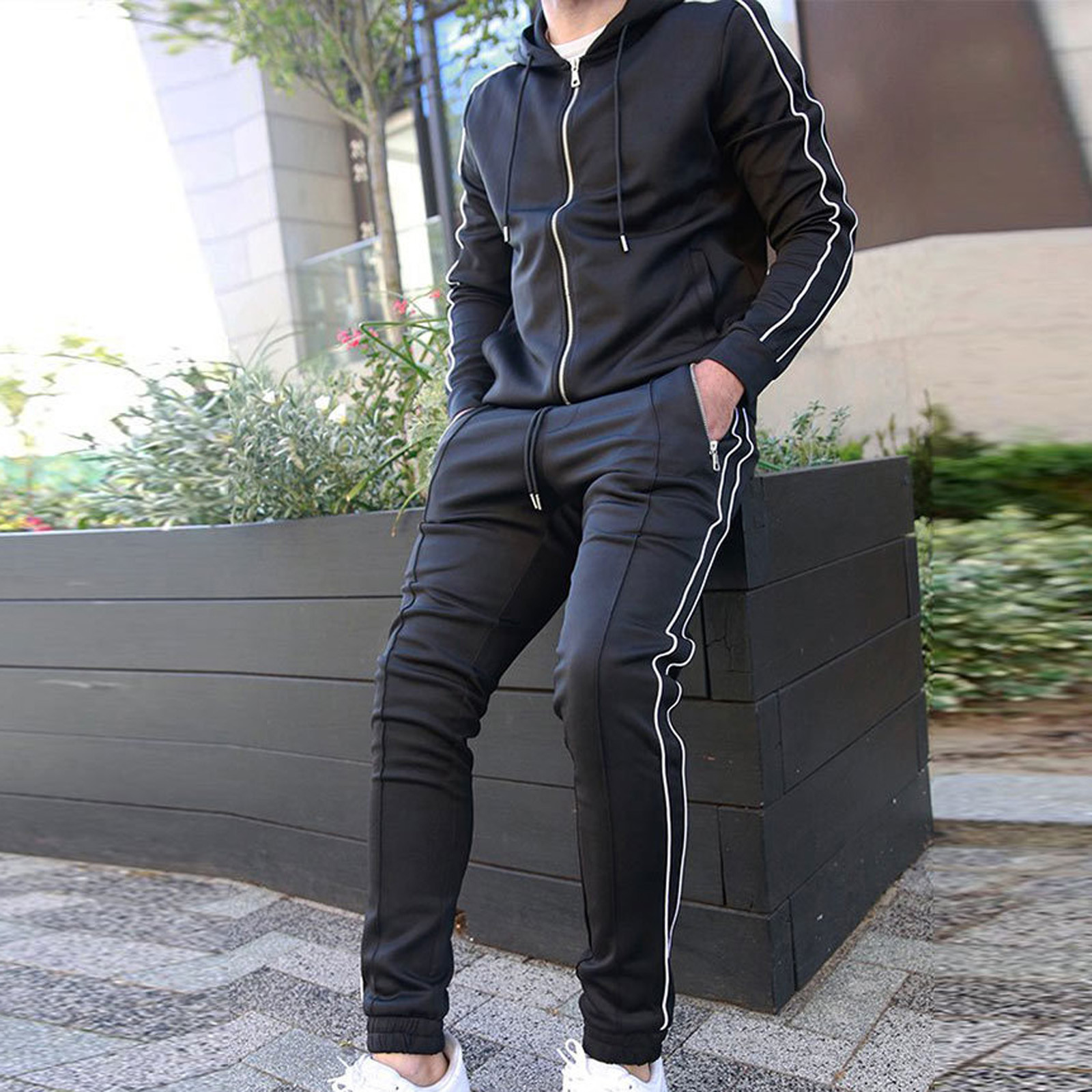 Guvpev Men's Leg Zipper minimalism Remote Leisure Pants Fashionable
