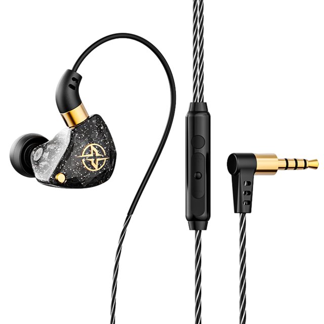 Audífonos deportivos de alta fidelidad con micrófono, auriculares de música para teléfonos móviles (negro)
