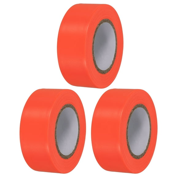 1"x98' Flagging Tape Non-Adhesive Neon Marking Tape for Tree Survey Boundaries, Orange 3 Pack