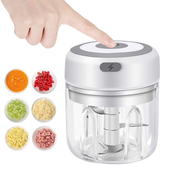 350ML Electric Mini Food Chopper USB Rechargeable Garlic Onion Mincer White