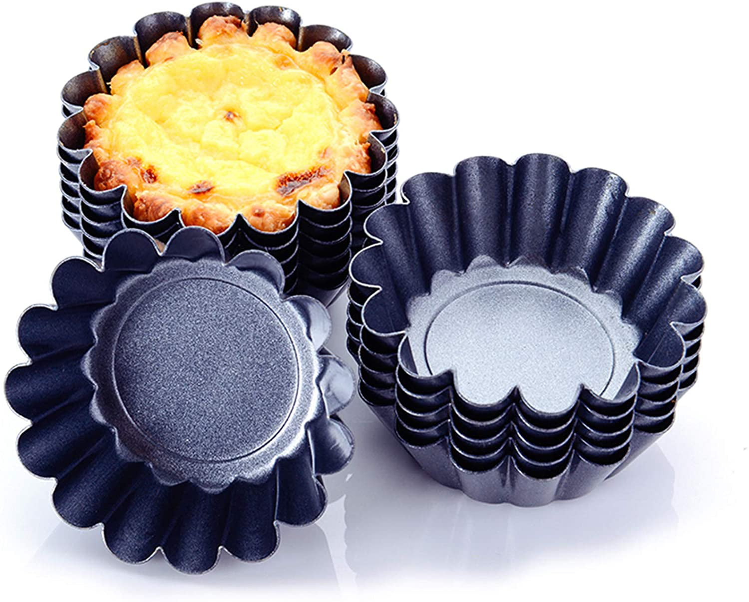 6/12pcs Steel Round Mini Cup Cake Muffin Cupcake Egg Tart Cases Baking Mould
