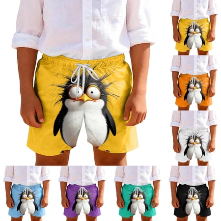 Afuyipoi Boys Girls Summer Beach Shorts (For 5-14) Thin And Breathable Cute Print Soft And Elastic Waist Casual For Kids Yellow 13 Years