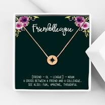 Anavia Coworker Compass Necklace with Card, Stainless Steel Friendship Necklace, Friendship Gift, Jewelry Gift, Gift for Best Friend, Birthday Gift, Christmas Gift for Her - [Rose Gold]