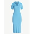 thumbnail image 5 of Free Assembly Women's Ribbed Polo Midi Dress with Short Sleeves, Sizes XS-XXL, 5 of 5