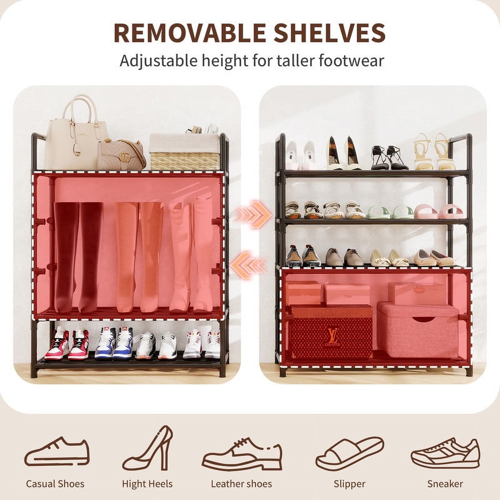 Krpimt 5-Tier Stackable Shoe Rack, Holds 15-20 Pairs, Black photo 8