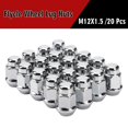 thumbnail image 4 of 12x1.5 Wheel Lug Nuts, 20PCS Chrome 12mmx1.5 Closed End Bulge Acorn Lug Nut, Cone Seat, 19mm Hex Aftermarket Wheels, 4 of 7