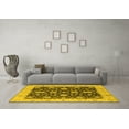 thumbnail image 3 of Ahgly Company Machine Washable Indoor Round Oriental Yellow Traditional Area Rugs, 5' Round, 3 of 4
