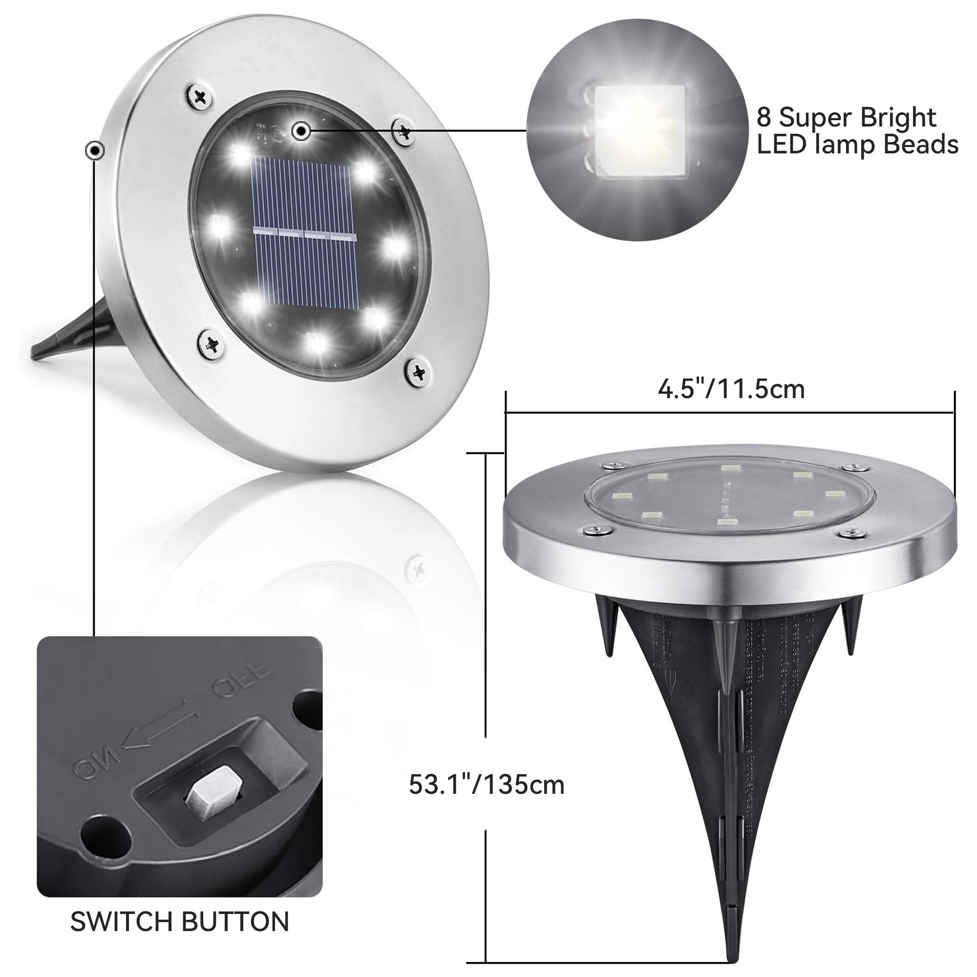 IJIL Solar Lights Outdoor Waterproof, 12 Packs LED In-Ground Lights Outdoor Solar Lights for Yard Patio Garden Lawn Deck Outside Pathway Walkway Sidewalk