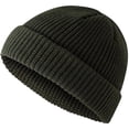 thumbnail image 2 of Wutalume Winter Solid Color Hip Hop Knit Skull Cap, Melon Rind Style Beanie for Men and Women, Trendy Streetwear Cold Weather Hat,Army Green, 2 of 3