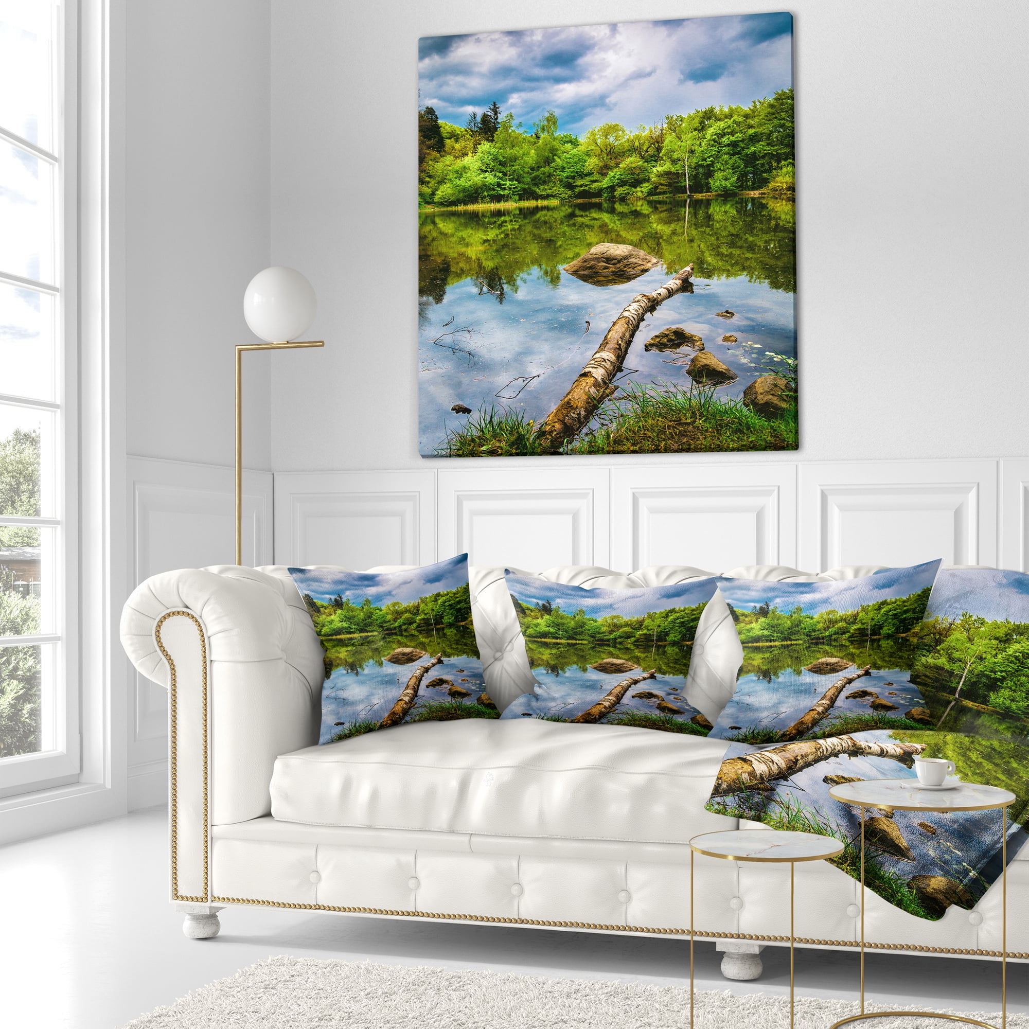 Designart Boyana Lake in Sofia Bulgaria - Landscape Printed Throw Pillow - 16x16