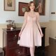 thumbnail image 1 of Camisones de seda satinada de manga corta para mujer, ropa de dormir de encaje, vestido dulce con lazo, lencería Sexy, camisón para el hogar, 1 of 5