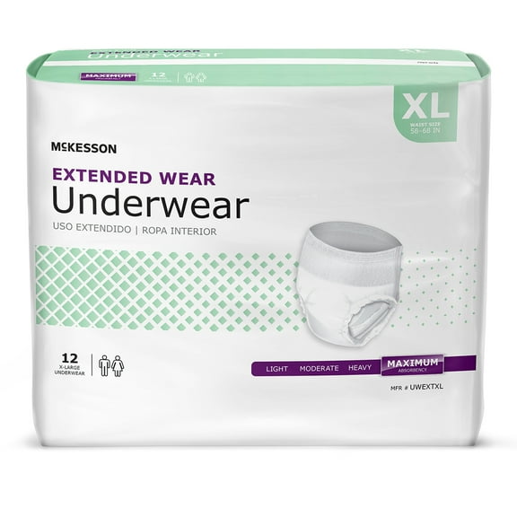 McKesson Extended-Wear Incontinence Underwear, Maximum Absorbency - Size XL, 48 Ct