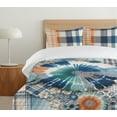 thumbnail image 4 of Ambesonne Floral Abstract Duvet Cover Set, Tie Dye Look Flower, Twin, Dark Lavender Teal Grey, 4 of 4