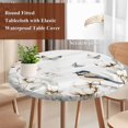 thumbnail image 3 of Butterfly Flower Round Tablecloth 45-54 Inch Round Fitted Table Cloth with Elastic Edge, Cotton Rustic Watercolor Leaf Floral Waterproof Table Cover Protector for Outdoor Picnic Party Dining, 3 of 6