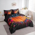thumbnail image 3 of jejeloiu Basketball Sport 7pcs Bedding Comforter Set,Boys Ball Game Queen Bedding Sets,Colorful Splashing Ink Queen Sheet Sets For Boys Teens,Breathable Home Decor Reversible, 3 of 8