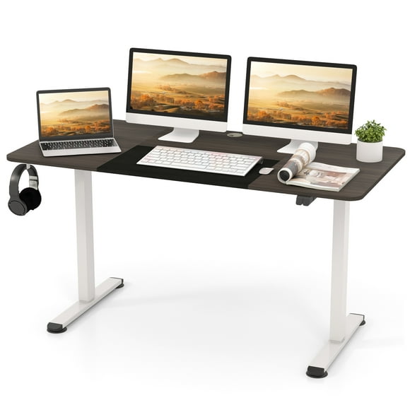 Topbuy Height Adjustable Electric Standing Desk 55" x 28" Sit to Stand Electric Desk w/ Metal Frame & Powerful Motor Gray + Black