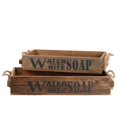 thumbnail image 1 of Rectangular Wooden Tray with Rope Side Handles, Set of 2, Brown, 1 of 1