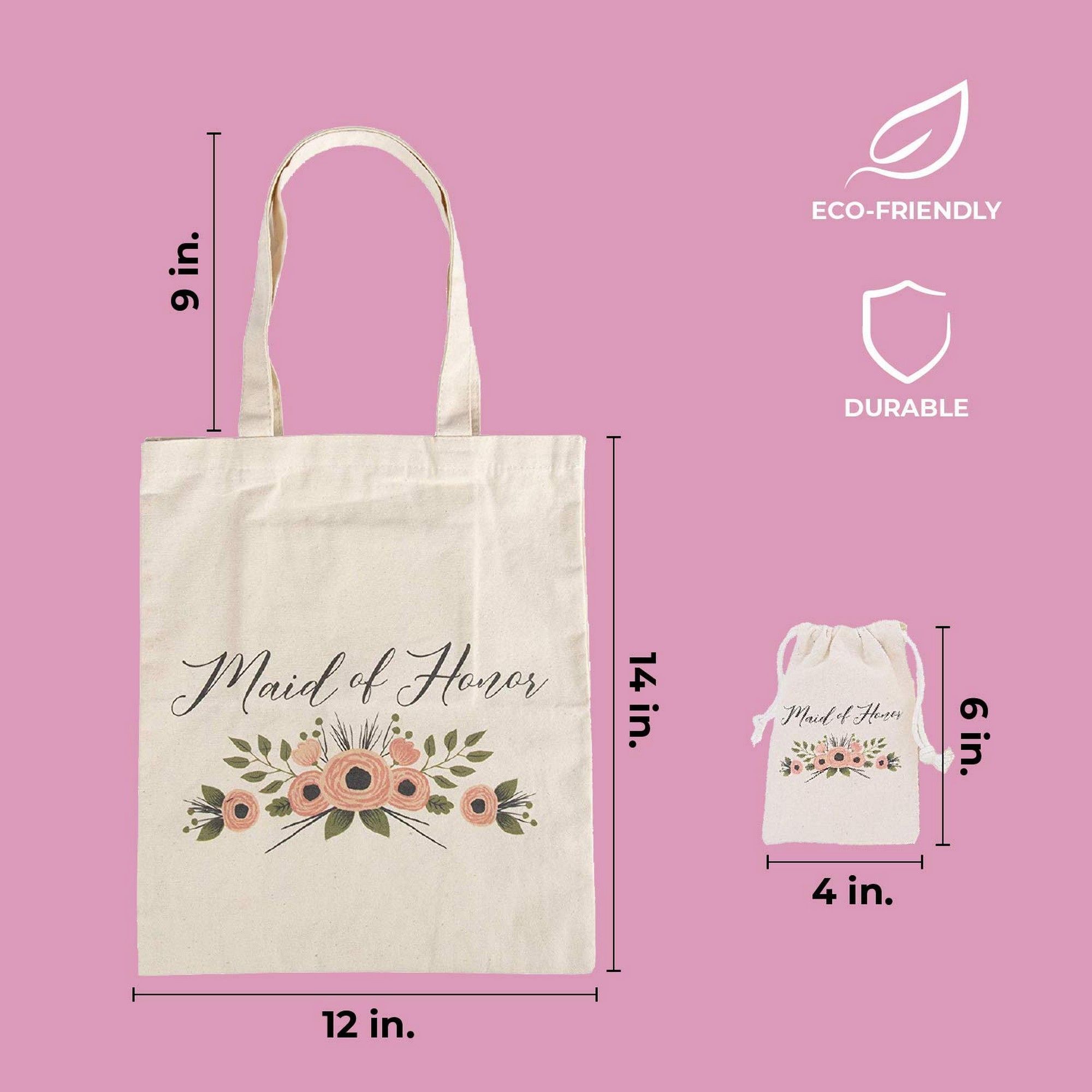 Maid of Honor Cotton Canvas Tote Bag Custom Wedding Party Gift Wedding Day Kit Bag Bridal Party Honor Attendant Tote 3001