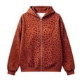 thumbnail image 3 of Women's Leopard Print Long Sleeve Zip Up Hoodie Loose Fit Pullover With Pockets, Casual Hooded Sweatshirt For Daily Wear, 3 of 5